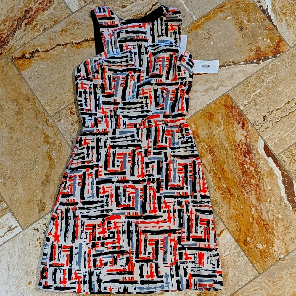 Aqua mini dress coral/black